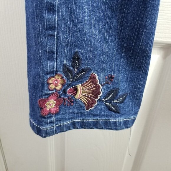 RUBY RD WOMEN JEANS EMBROIDERED ANKLE DESIGN  14 High Rise Medium WASH - Picture 3 of 9